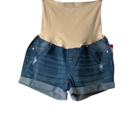 Blue Savvy Distressed Full Panel Maternity Shorts Size XL - Picture 6 of 6